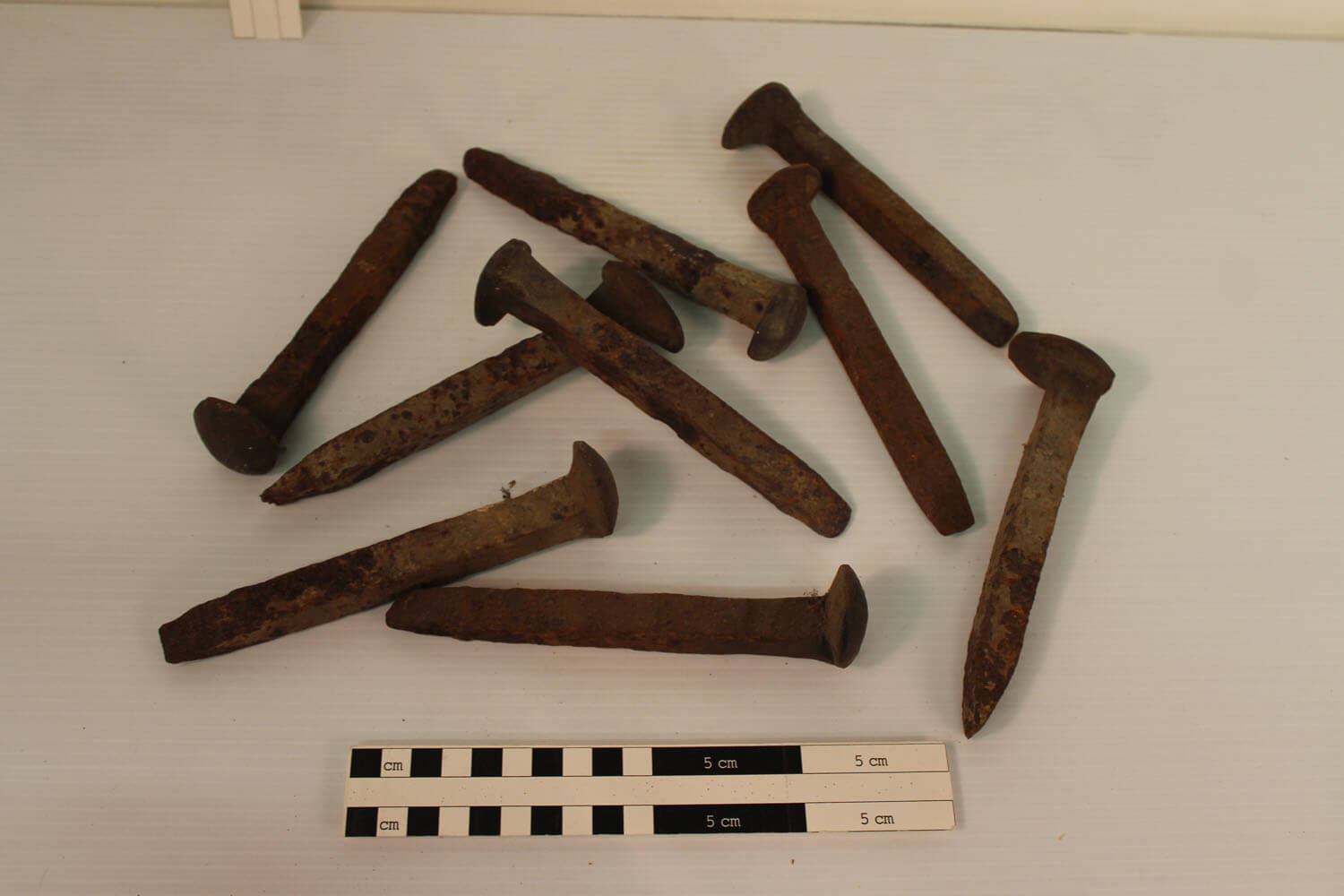 Much of the objects housed in the BLM Collection are rusted metal objects like tin cans, horseshoes and these railroad ties. BLM Collection.